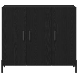 Berkfield Home Black Oak Sideboard 90x34x80 cm Made of Engineered Wood - Size: 90 x 34 x 80 cm - thumbnail 6