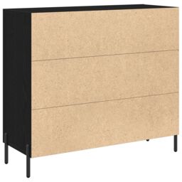 Berkfield Home Black Oak Sideboard 90x34x80 cm Made of Engineered Wood - Size: 90 x 34 x 80 cm - thumbnail 5