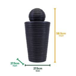 Gardenwize Solar Round Ball Plinth Water Feature with Battery Back-Up in Black - thumbnail 2