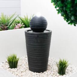 Gardenwize Solar Round Ball Plinth Water Feature with Battery Back-Up in Black - thumbnail 3