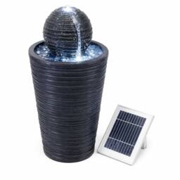 Gardenwize Solar Round Ball Plinth Water Feature with Battery Back-Up in Black - thumbnail 1