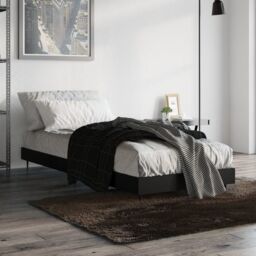 Berkfield Home Bed Frame Black 75x190 cm Small Single Engineered Wood - thumbnail 4