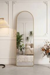 Garden Sanctuary Modern Arched Metal Floor Mirror in Gold - thumbnail 3