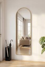 Garden Sanctuary Modern Arched Metal Floor Mirror in Gold - thumbnail 4