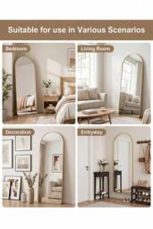 Garden Sanctuary Modern Arched Metal Floor Mirror in Gold - thumbnail 2