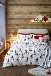 Fusion 'Festive Gonks' Plush Duvet Cover Set in Red - Size: Double - thumbnail 4