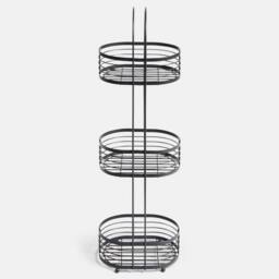 OHS 3 Tier Shower Caddy Rust Resistant Metal Bathroom Organiser in Black - thumbnail 3