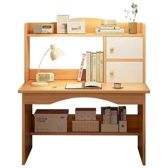 Nordara Wooden Computer Desk Study Table Writing Shelves in Brown - Size: 110 cm x 35 cm - image 1
