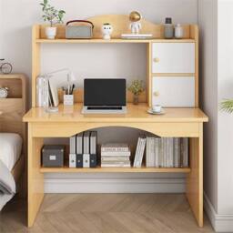 Nordara Wooden Computer Desk Study Table Writing Shelves in Brown - Size: 110 cm x 35 cm - thumbnail 5