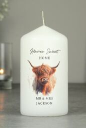 Personalised Memento Company Women's Personalised Highland Cow Pillar Candle in Off-White - thumbnail 4
