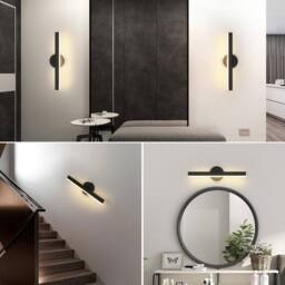 COMELY LED Wall Lights Indoor, 300° Rotating Wall Lamp Modern, 12W, 3000K in Black - thumbnail 5