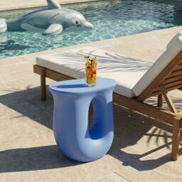 Wyld and Coco Sculptural Accent Side Table Blue 42 x 28 cm