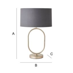 ValueLights Antonia Fabric with Chrome Drum Shade Brushed Chrome Oval Table Lamp in Charcoal - thumbnail 7