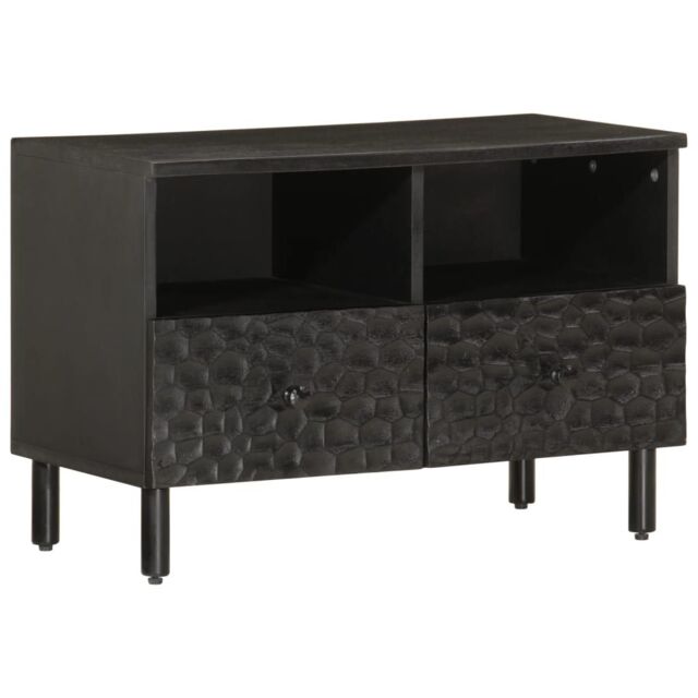 Berkfield Home TV Cabinet Black 70x33x46 cm Solid Wood Mango - Size: 70 x 33 x 46 cm - image 1