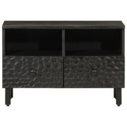 Berkfield Home TV Cabinet Black 70x33x46 cm Solid Wood Mango - Size: 70 x 33 x 46 cm - thumbnail 3