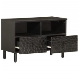 Berkfield Home TV Cabinet Black 70x33x46 cm Solid Wood Mango - Size: 70 x 33 x 46 cm - thumbnail 2