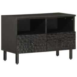 Berkfield Home TV Cabinet Black 70x33x46 cm Solid Wood Mango - Size: 70 x 33 x 46 cm - thumbnail 1