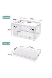Living and Home Rolling Container Foldable Plastic Storage Box With Lid Stackable Transparent Box in White - thumbnail 2