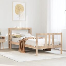 Berkfield Home Bed Frame with Headboard without Mattress 75x190 cm Small Single in Brown - thumbnail 1