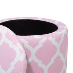 Wyld and Coco Pink Round Storage Footstool Chevron Cotton Upholstery - thumbnail 8