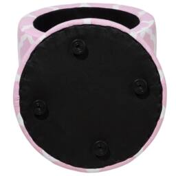 Wyld and Coco Pink Round Storage Footstool Chevron Cotton Upholstery - thumbnail 5