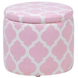 Wyld and Coco Pink Round Storage Footstool Chevron Cotton Upholstery - thumbnail 2