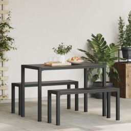 Berkfield Home 3-Piece Garden Dining Set - Steel & WPC in Black - thumbnail 4