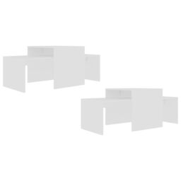 Berkfield Home Coffee Table Set White 100x48x40 cm Engineered Wood - Size: 100 x 48 x 40 cm - thumbnail 5