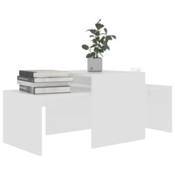 Berkfield Home Coffee Table Set White 100x48x40 cm Engineered Wood - Size: 100 x 48 x 40 cm - thumbnail 3