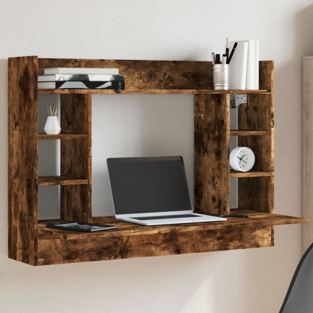 Berkfield Home Wall-Mounted Desk Smoked Oak 105x48x75 cm Engineered Wood in Brown - Size: 105 x 48 x 75 cm - image 1
