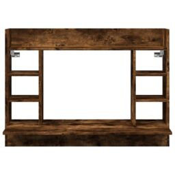 Berkfield Home Wall-Mounted Desk Smoked Oak 105x48x75 cm Engineered Wood in Brown - Size: 105 x 48 x 75 cm - thumbnail 4
