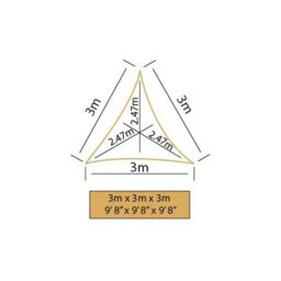 Primrose 3m Triangle Waterproof Patio Sun Shade Canopy 98% UV Block Free Rope in White - thumbnail 5