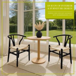 Nicholas Winter 4x Black Beech Wood Scandi Danish Style Dining Chairs - Solid Wood Chairs - thumbnail 2