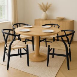 Nicholas Winter 4x Black Beech Wood Scandi Danish Style Dining Chairs - Solid Wood Chairs - thumbnail 7