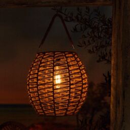 mysmartbuy Solar Powered Tortoli Natural Rope Lantern - Weatherproof Freestanding or Hanging Outdoor Garden LED Lamp Light - H25.5 x 25cm - thumbnail 3