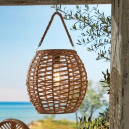 mysmartbuy Solar Powered Tortoli Natural Rope Lantern - Weatherproof Freestanding or Hanging Outdoor Garden LED Lamp Light - H25.5 x 25cm