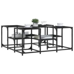 Berkfield Home Decorative Coffee Table Black 91x91x40 cm Engineered Wood - Size: 91 x 91 x 40 cm - thumbnail 4
