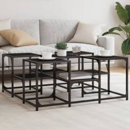 Berkfield Home Decorative Coffee Table Black 91x91x40 cm Engineered Wood - Size: 91 x 91 x 40 cm - thumbnail 2