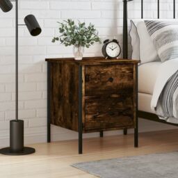 Berkfield Home Bedside Cabinet Smoked Oak 40x42x50 cm Engineered Wood in Brown - Size: 40 x 42 x 50 cm - thumbnail 1