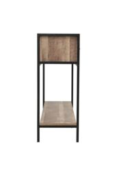 Living and Home Rustic Brown Metal Frame Console Table with 2 Drawer and Shelf - thumbnail 3