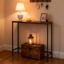 Levede Narrow Console Table Slim Entryway Hallway Display Shelf Industrial in Brown - thumbnail 2