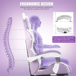 NESTLUNE Purple Gaming Chair with Cat Ears Height Adjustable - Size: 100 cm x 15 cm - thumbnail 5