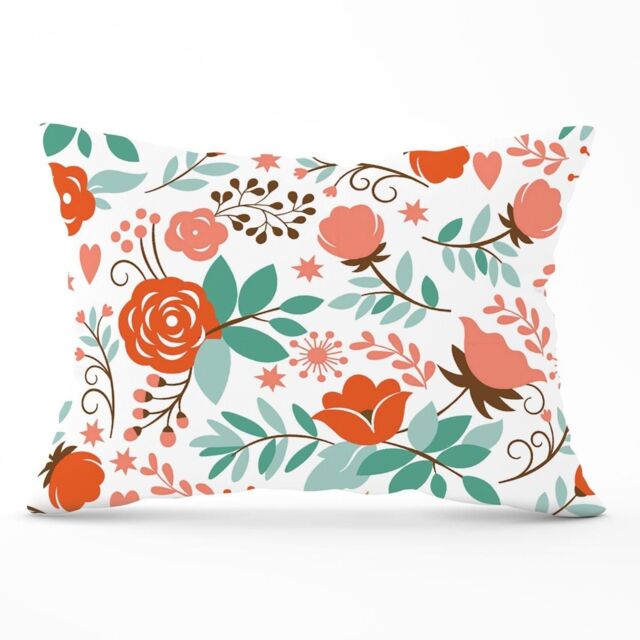 Warren Reed - Designer Orange Floral Pattern Cushions in Green - Size: 60 cm x 60 cm - image 1