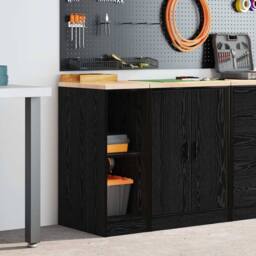 Berkfield Home Garage Storage Cabinet Black 30x51x85 cm Solid Wood Pine - Size: 30 x 51 x 85 cm - thumbnail 3