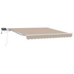 Berkfield Home Manual Retractable Awning with LED Beige 300x250 cm - thumbnail 1