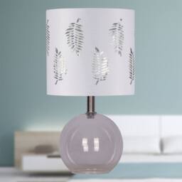 First Choice Lighting Set of 2 Buck - Clear Glass Globe Lamps with White Fern Shades - thumbnail 5