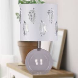 First Choice Lighting Set of 2 Buck - Clear Glass Globe Lamps with White Fern Shades - thumbnail 4