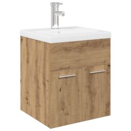 Berkfield Home Sink Cabinet with Built-in Basin & Faucet Artisan Oak in Brown - thumbnail 2