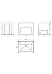 Balterley 600mm Wall Hung 1 Drawer Unit with Basin No Tap Hole - Satin Green - thumbnail 2
