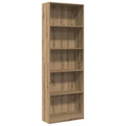 Berkfield Home Decorative Bookcase Artisian Oak 60x24x176 cm Engineered Wood in Brown - Size: 60 x 24 x 176 cm - thumbnail 3